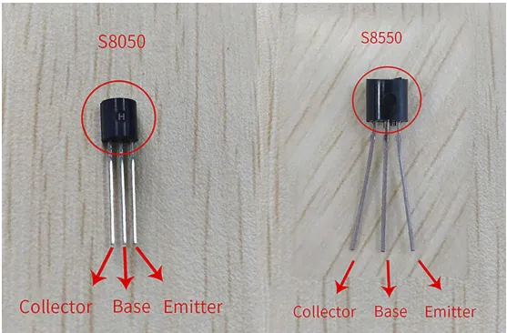 Transistores S8050 y S8550 - Pinout