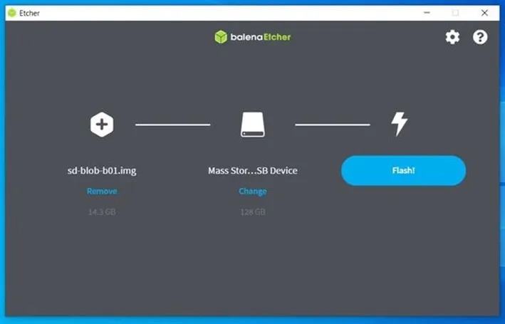 Proceso de flasheo con Etcher